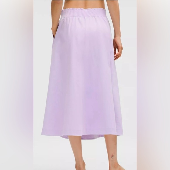 Lululemon Lavender Frost Stretch Woven Ruffle-Waist Midi Skirt Size XL NWT - Picture 4 of 13